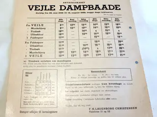 Vejle Dampbaade Sommerfartplan