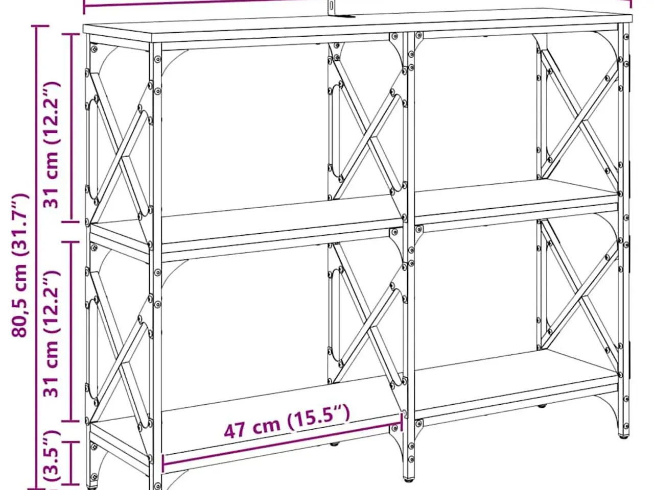 Billede 11 - Konsolbord i konstrueret træ - artisan egetræ, 100 × 28 × 80,5 cm