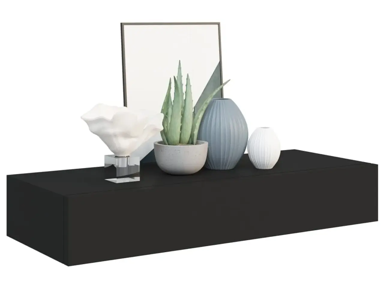 Billede 3 - Væghylde med skuffe 60x23,5x10 cm MDF sort