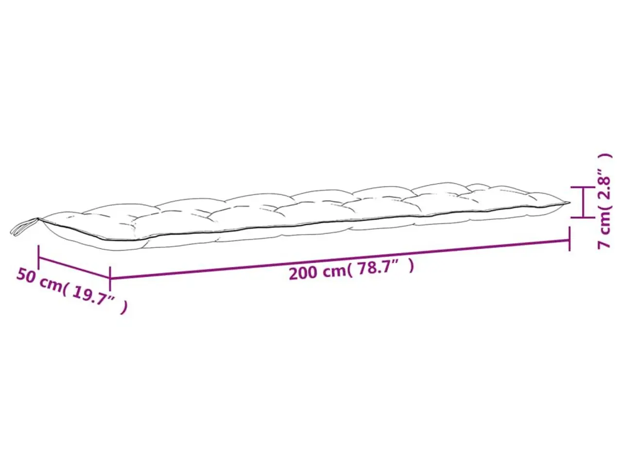 Billede 7 - Hynde til havebænk 200x50x7 cm oxfordstof sort