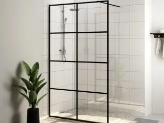 Brusevæg 100x195 cm klart sikkerhedsglas sort