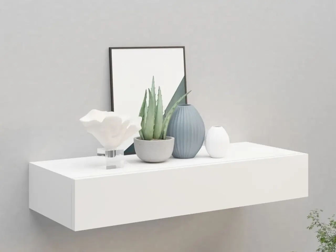 Billede 1 - Væghylde med skuffe 60x23,5x10 cm MDF hvid