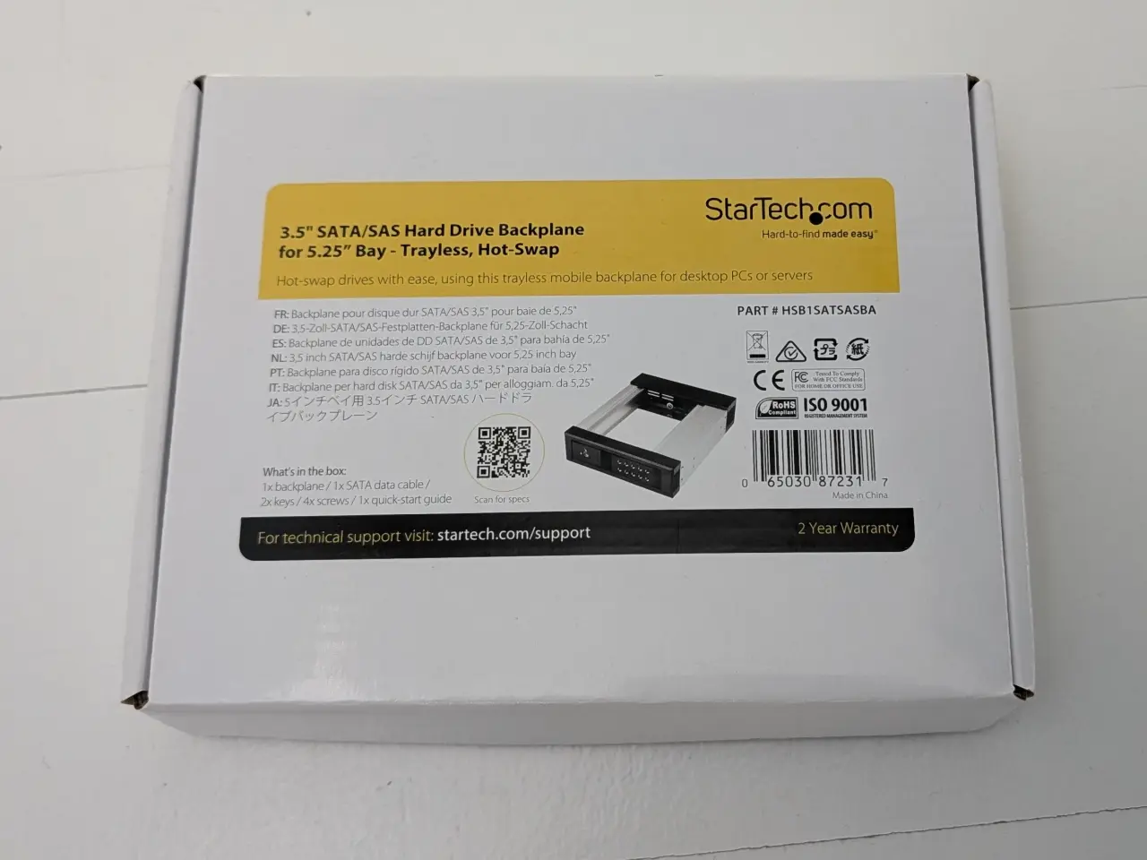 Billede 1 - StarTech 3.5" Hot-Swap Bay / Backplane HSB1SATSASB