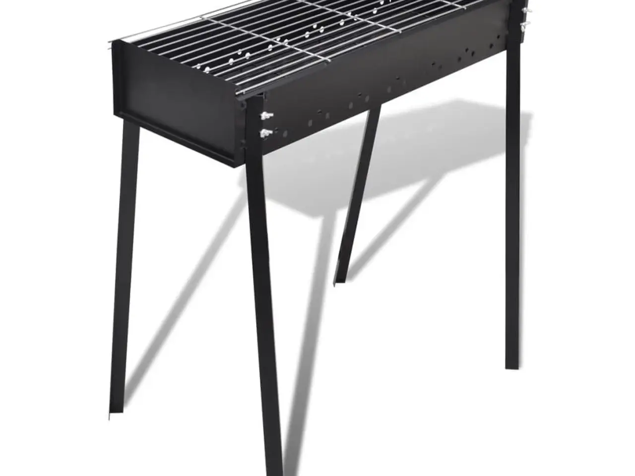 Billede 1 - Firkantet kulgrill 75 x 28 cm - stål grill på stativ