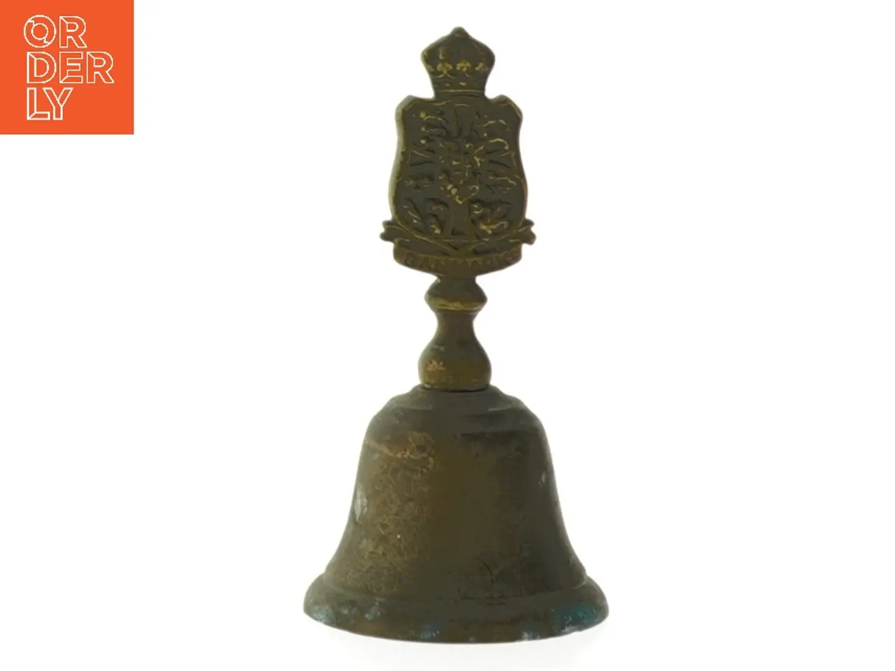 Billede 1 - Antik messing klokke med dansk emble (str. 10 cm)