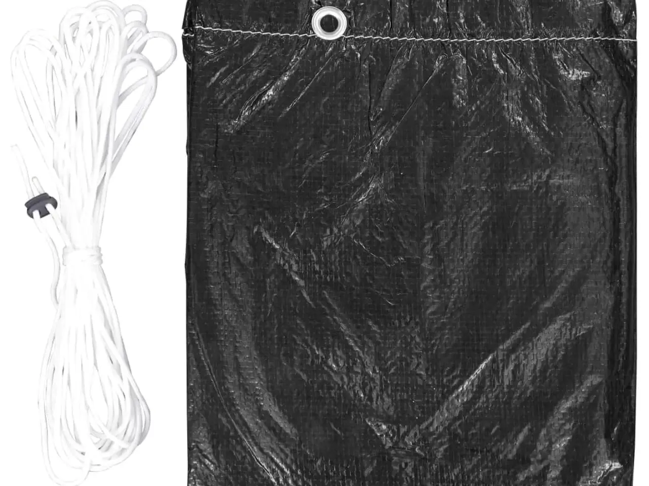 Billede 2 - Rundt havemøbelovertræk med 10 snørehuller - 325 × 90 cm, sort