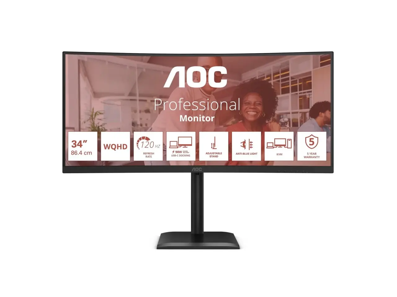 Billede 1 - 34" AOC buet / curved skærm, fået som gave