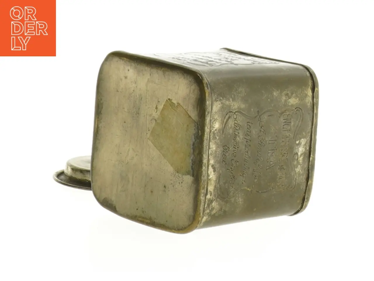 Billede 1 - Antik teæske med låg (str. 8 x 7 cm)