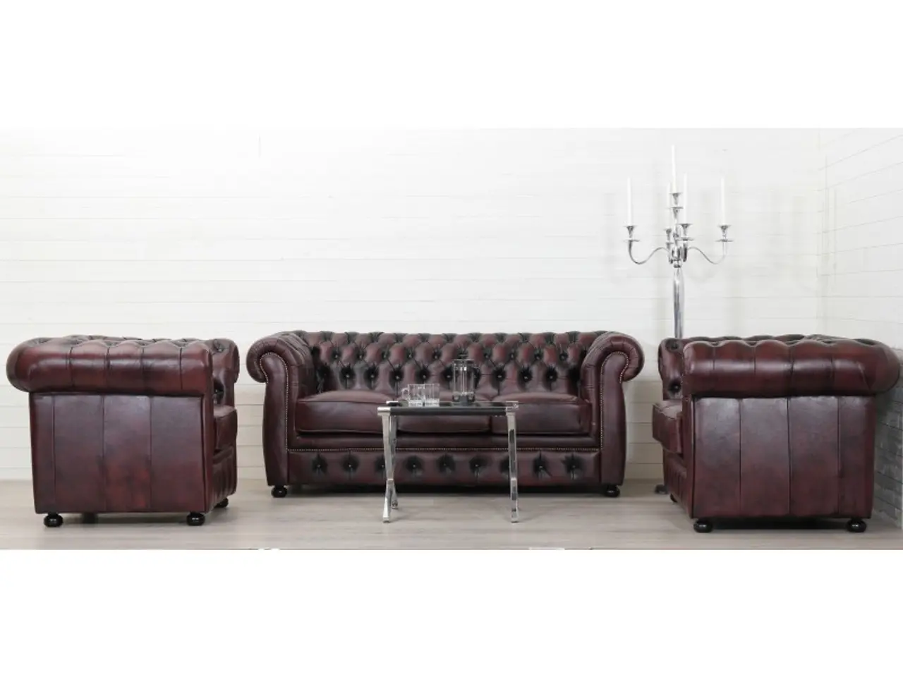 Billede 3 - Liverpool Chesterfield 2 pers. sofa - Oxblod læder