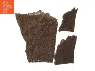 Tre hæklede brune duge (str. Ø 132 og 52 og 32 cm)