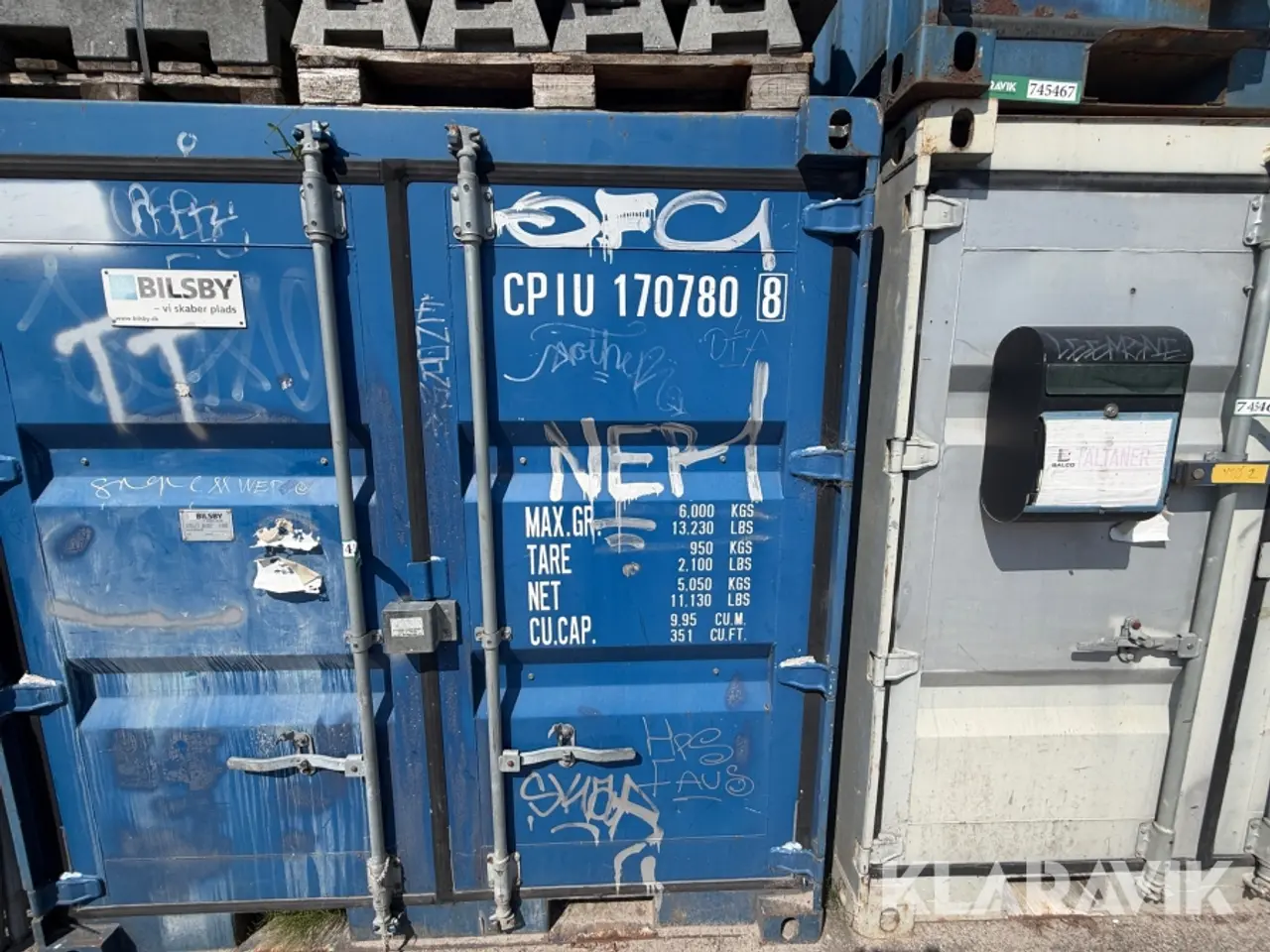 Billede 1 - Lagercontainer Bilsby 8 fod med elinstallation og reolsystem
