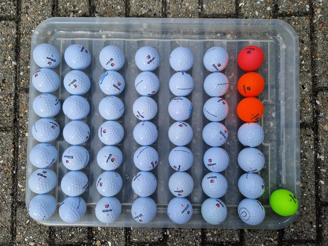 Billede 1 - 50 stk. brugte Wilson DUO Soft golfbolde, sælges.