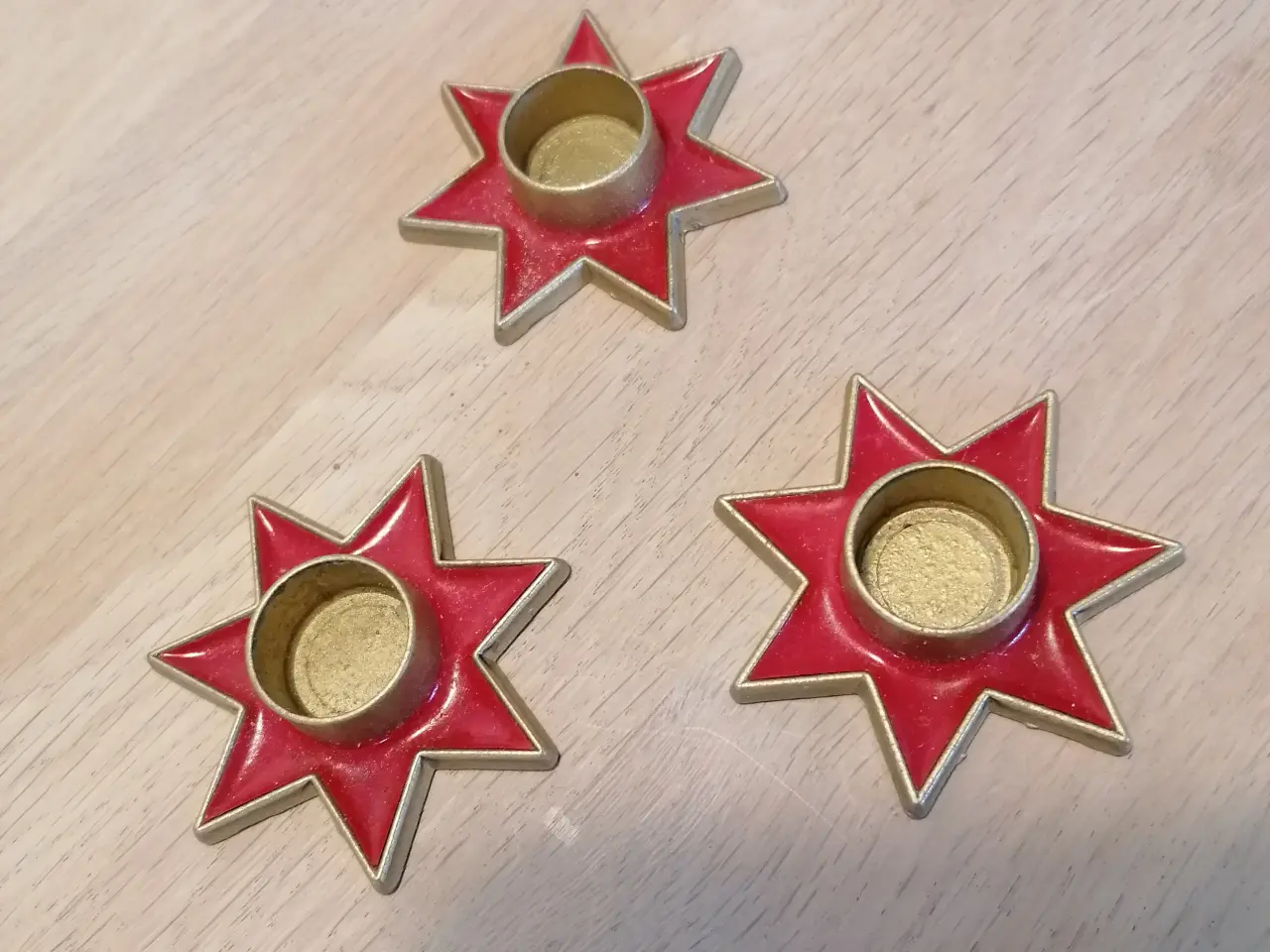 Billede 2 - Gamle store emalje stjerne lysestager 3 stk.