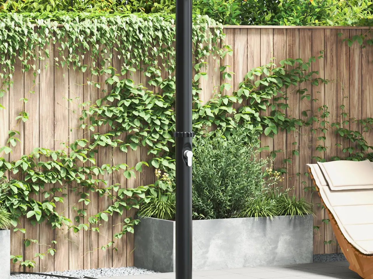 Billede 1 - Udendørs solbruser Sort 217 cm PVC og aluminium