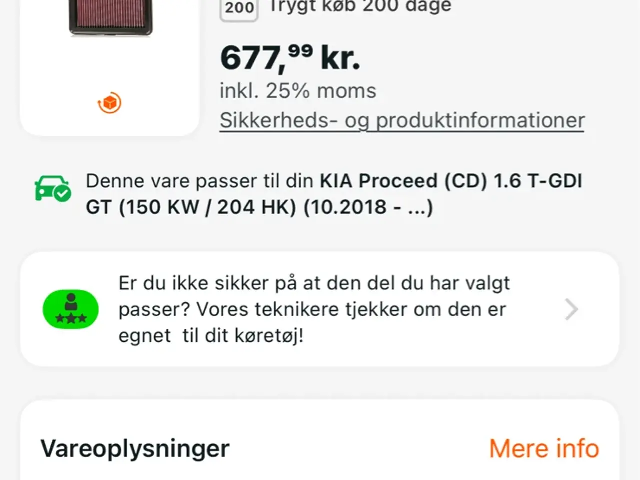 Billede 5 - Kia Proceed GT Spjæld styring K-N filter p filter