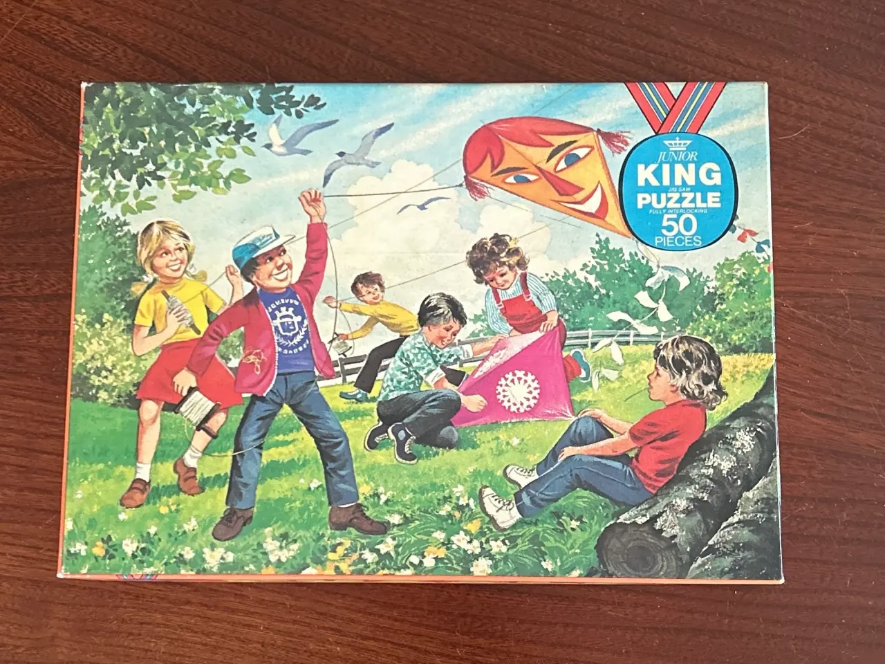 Billede 2 - Puslespil, Børn flyver med drager, 50 brikker