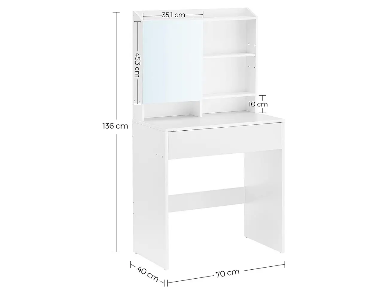 Billede 6 - Toiletbord med spejl Dressing Table, hvid