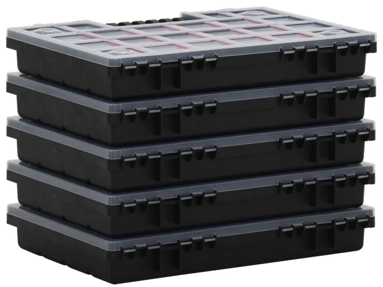 Billede 4 - Sortimentbokse 5 stk. med justerbare rum - 34,5 × 25 × 5 cm, polypropylen