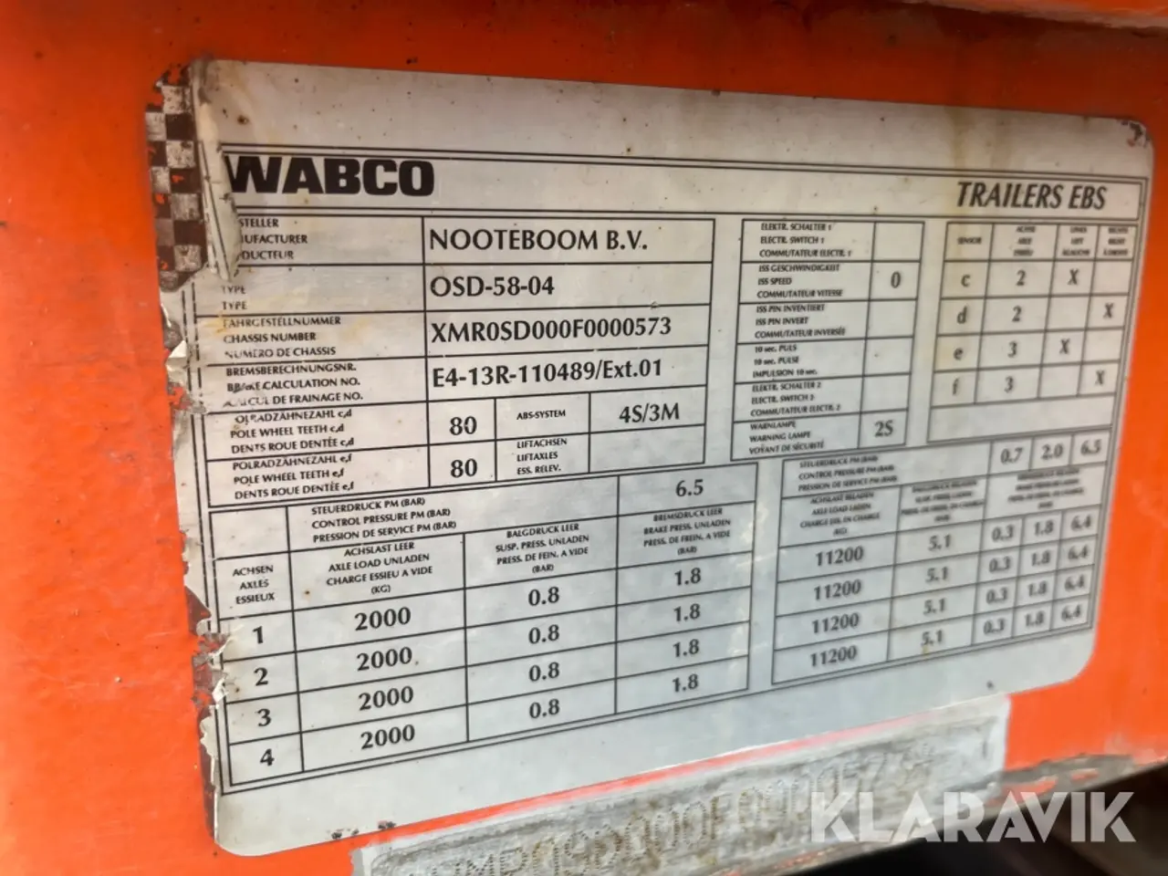 Billede 10 - Maskintrailer/Blokvogn Nooteboom OSD-58-04 4akslet