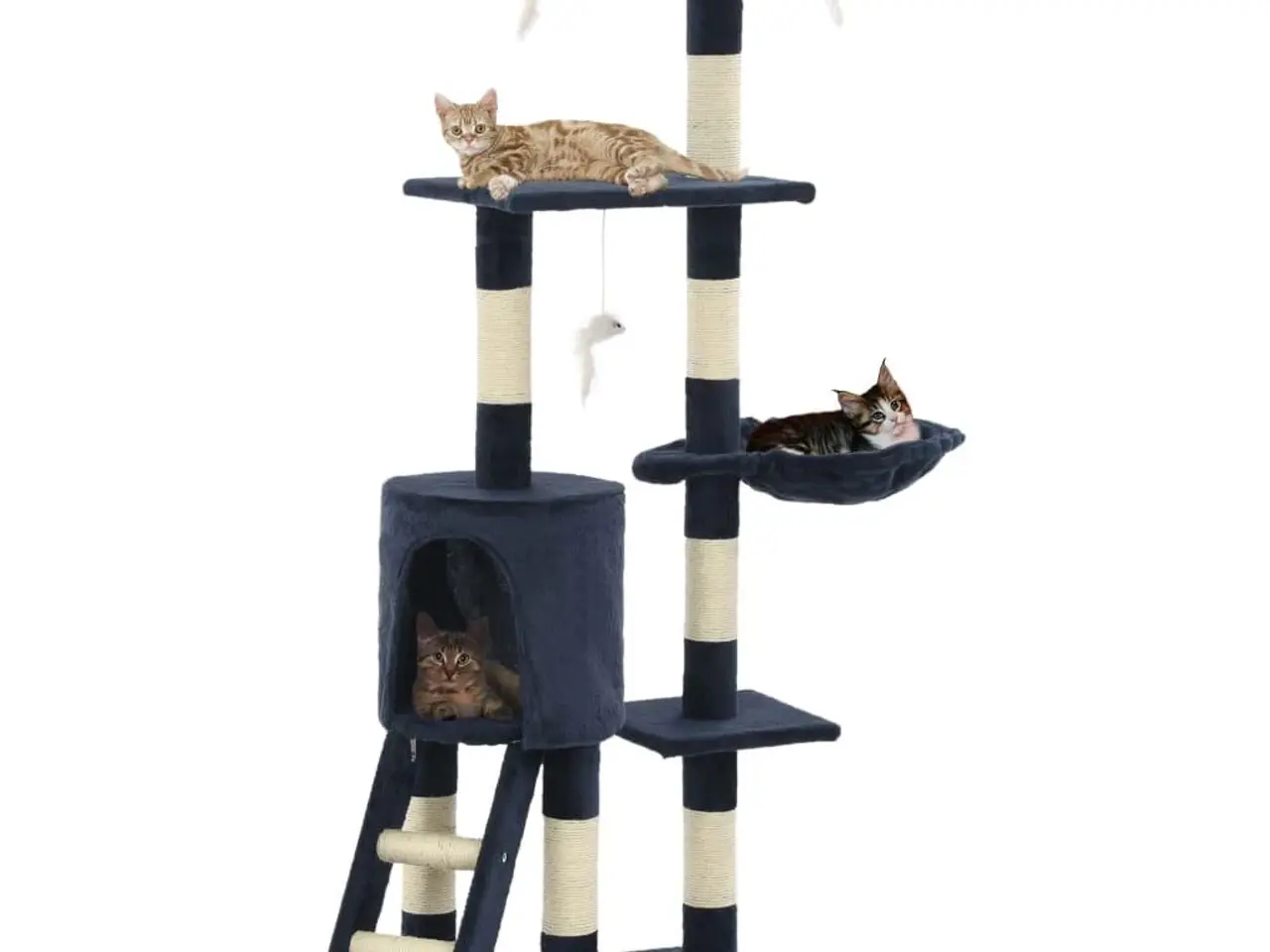 Billede 1 - Kradsetræ til katte 138 cm - mørkeblå med sisal-kradsestolper