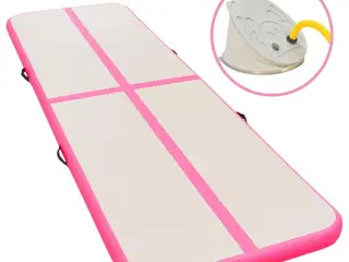Oppustelig gymnastikmåtte med pumpe 400 × 100 × 10 cm - pink/gray PVC
