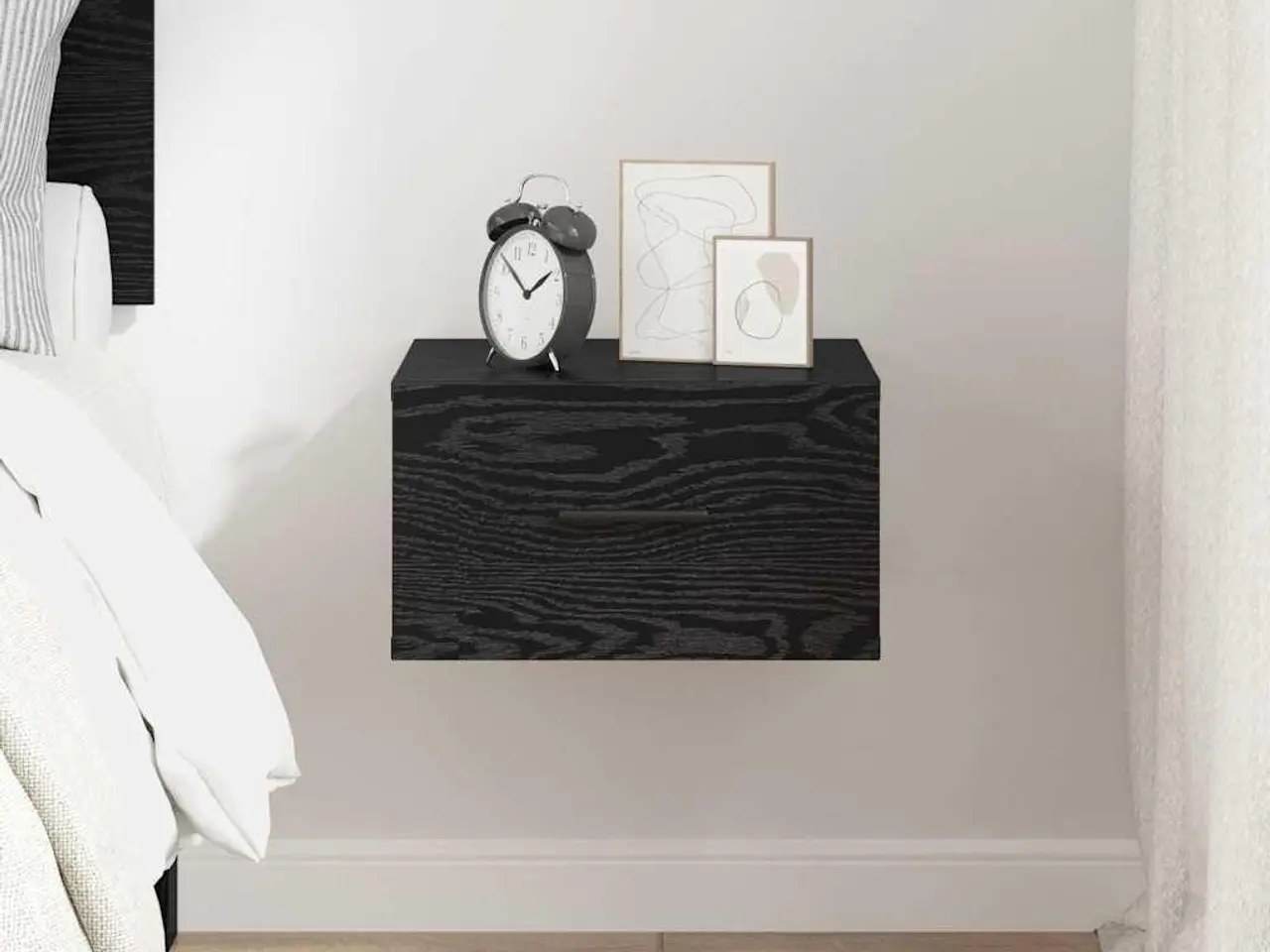 Billede 4 - Væghængt natbord i sort eg 35 x 35 x 20 cm