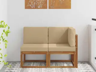 Udendørs modulsofa - midter- og hjørnemodul med puder, naturlig/beige