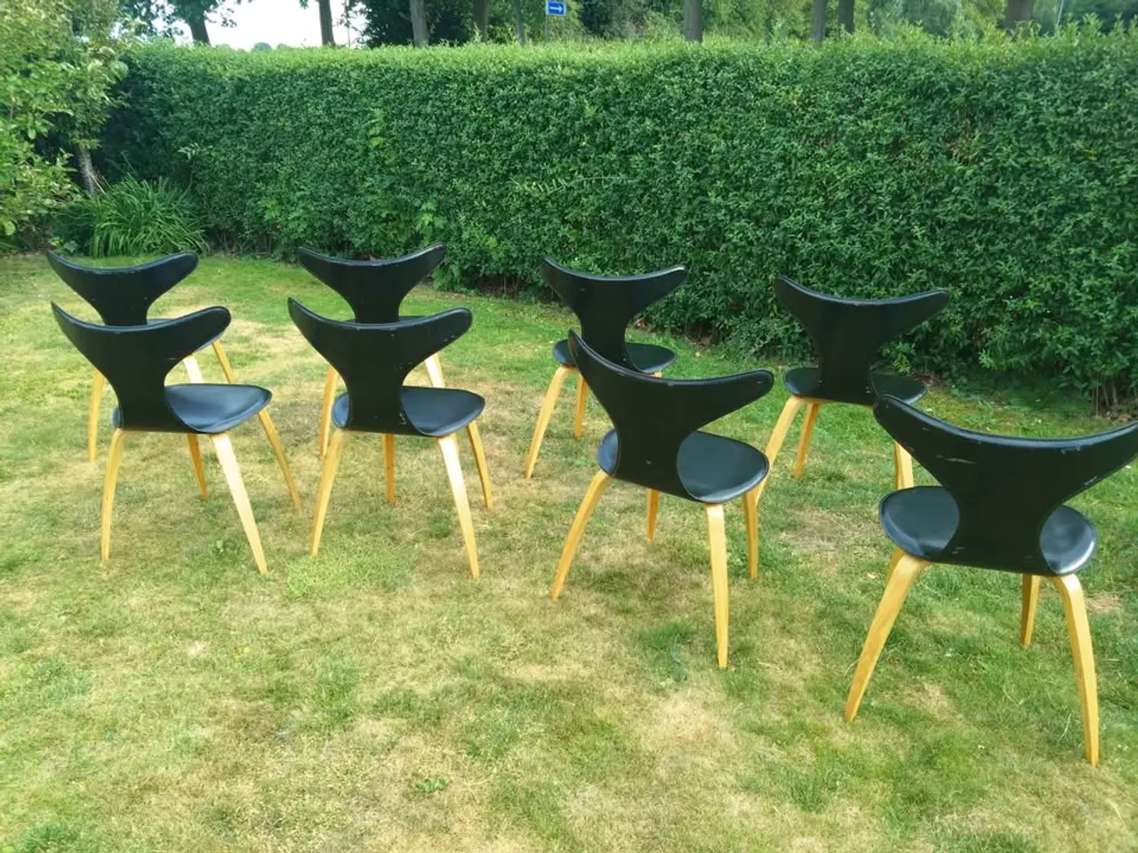 Billede 3 - 8 stk Ilva dolphin sort kunst læder spisebord stol