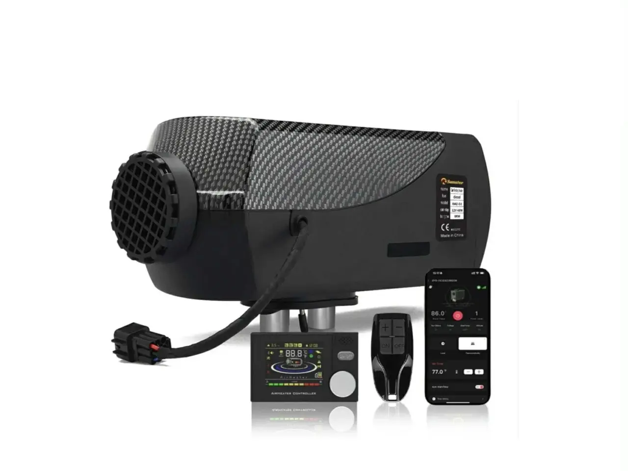 Billede 1 - Kinafyr/dieselfyr 8 Kw 12 volt med app styring