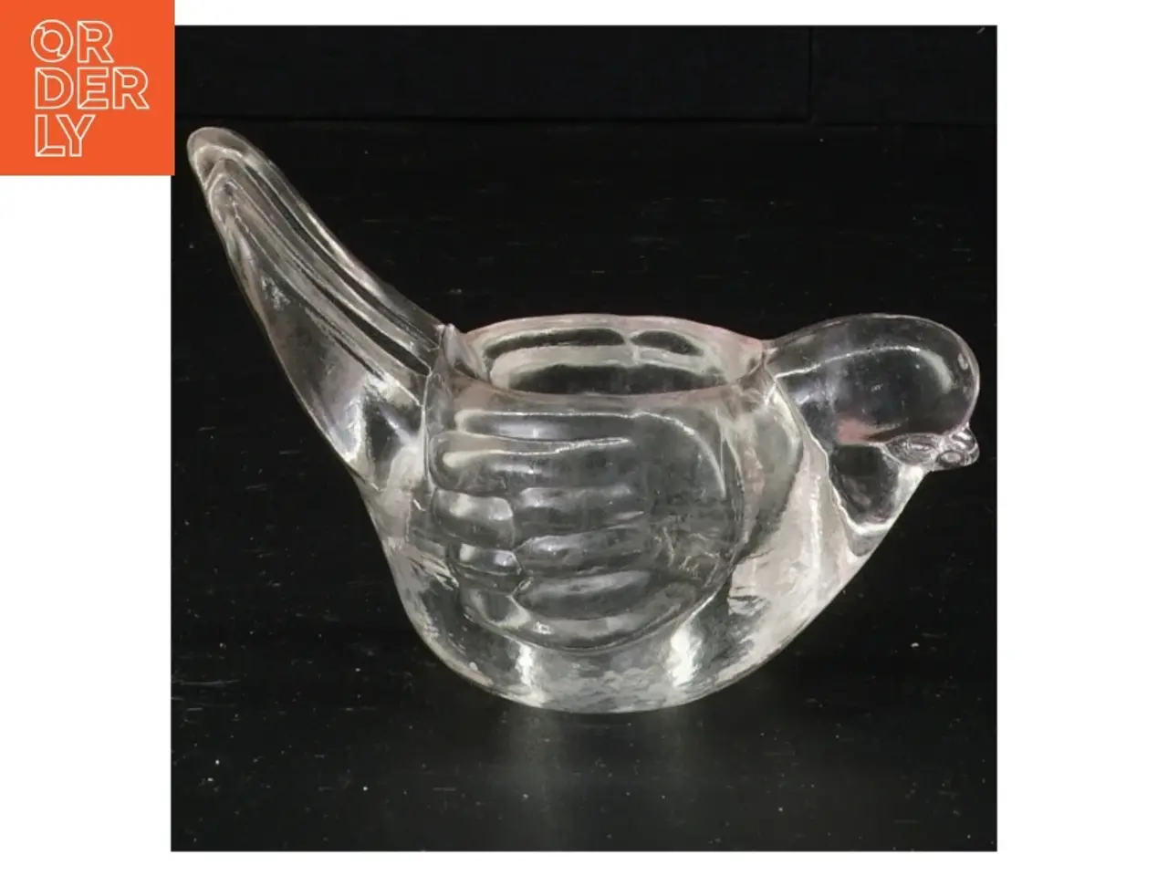 Billede 1 - Glasfugl lysestage skål(str. 12 x 7 x 8 cm)