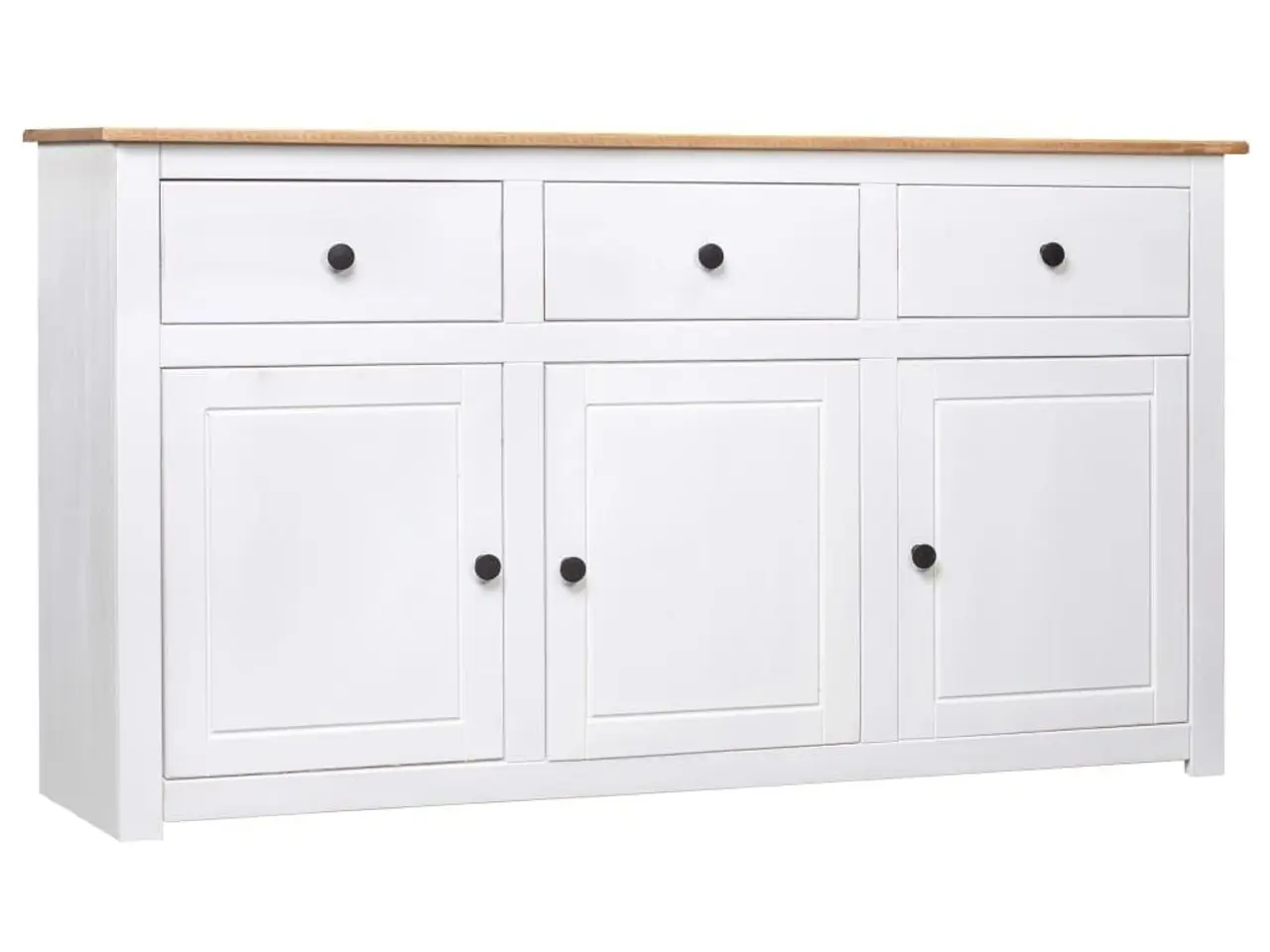 Billede 1 - Skænk Panama-serien 135x40x80 cm massivt fyrretræ hvid