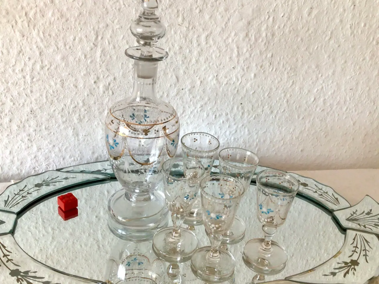 Billede 7 - Antik glas Karaffel med små glas