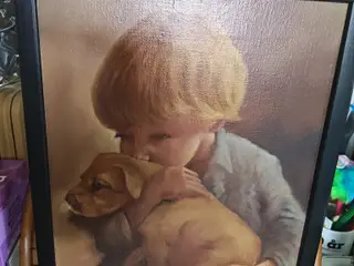 Dreng med hund maleri