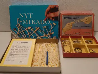 2 stk gamle spil:Mikado og metal-puslespil.