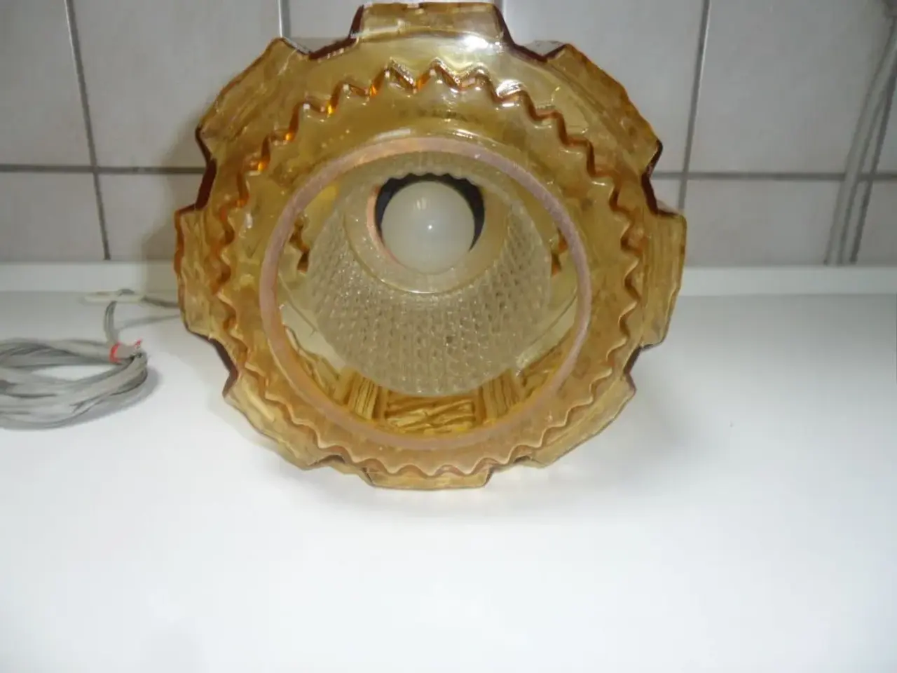 Billede 2 - Retro glaspendel, gylden, Nedsat