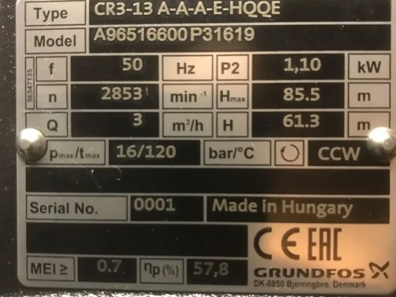 Billede 2 - Grundfos CR3-13, ny pumpe