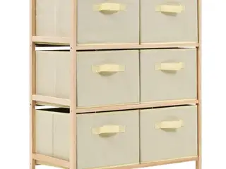 Opbevaringsstativ med 6 stofkurve cedertræ beige