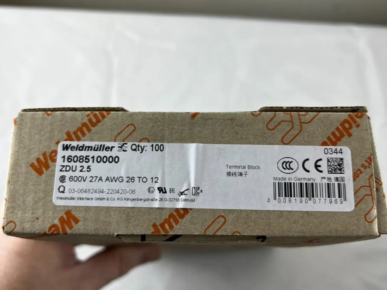 Billede 10 - Weidmuller ZDU 2.5 Terminal Block Box 100pcs 600V
