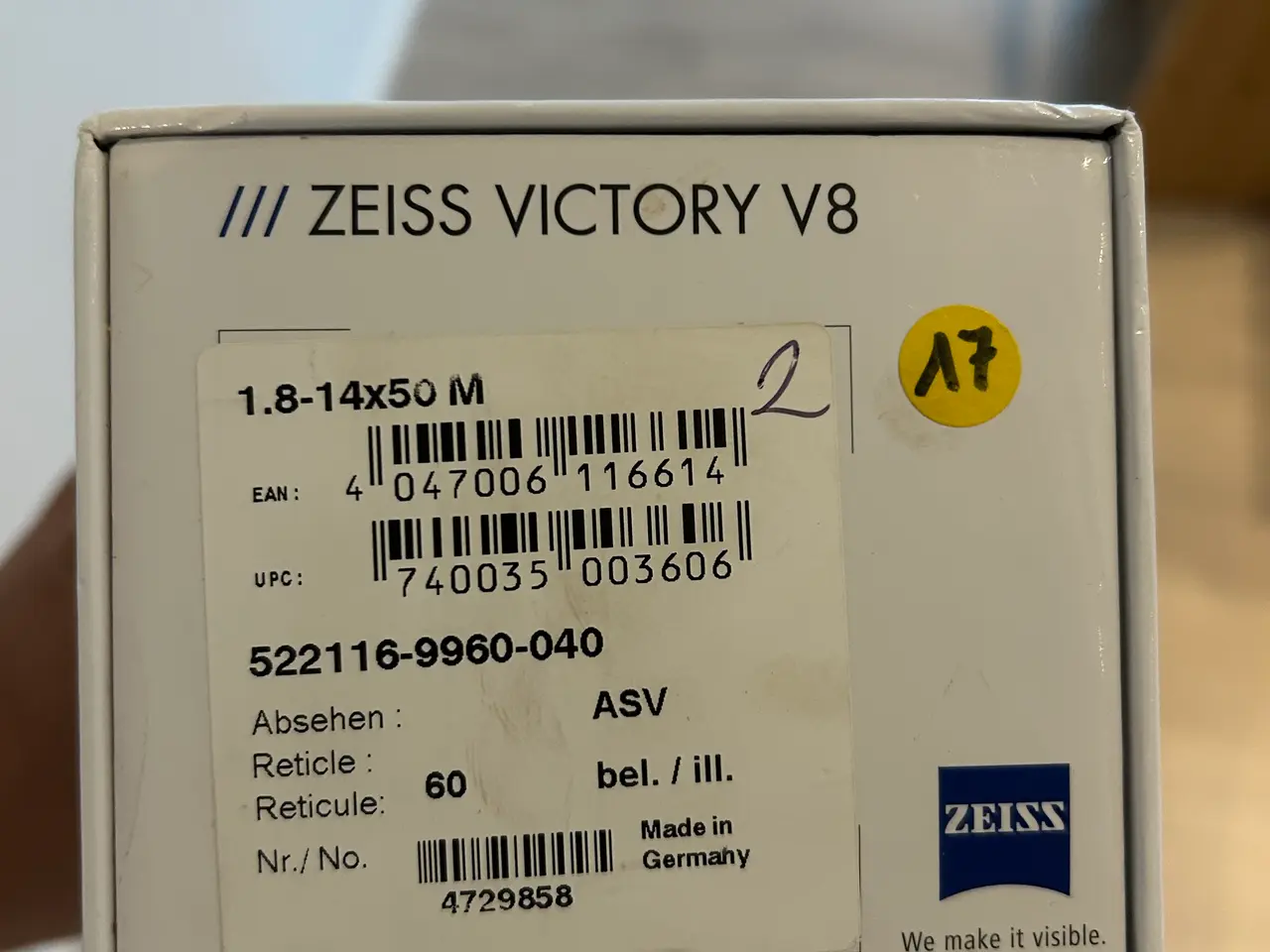 Billede 5 - ZEISS V8 1.8-14X50 BEL.60 ASV H Sigtekikkert
