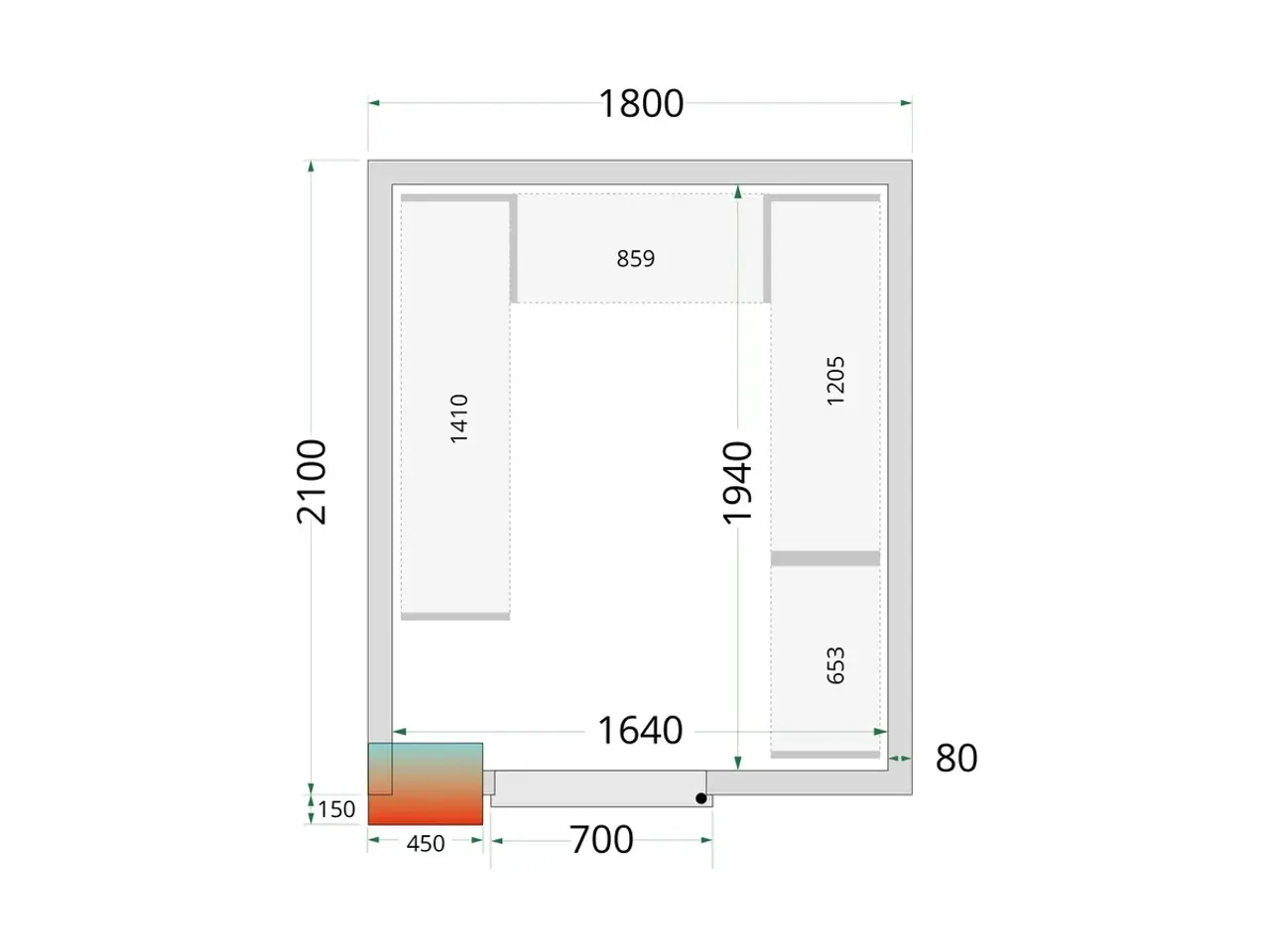 Billede 2 - Tefcold Kølerum – 1800 x 2100 x 2200 mm – CRPF182