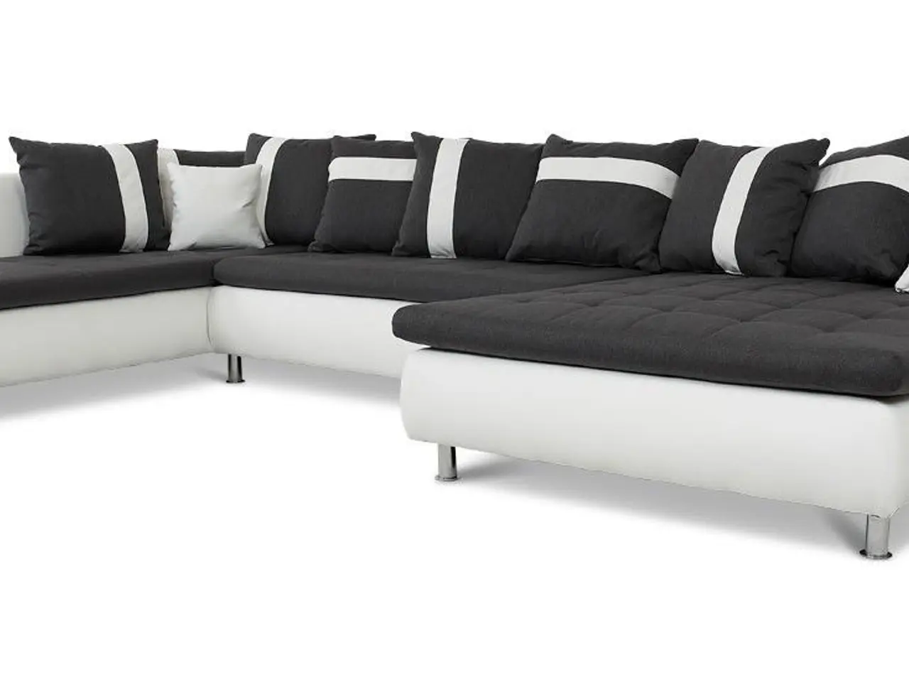 Billede 2 - Miami XL U-sofa højrevendt - hvid tekstillæder/koksgrå