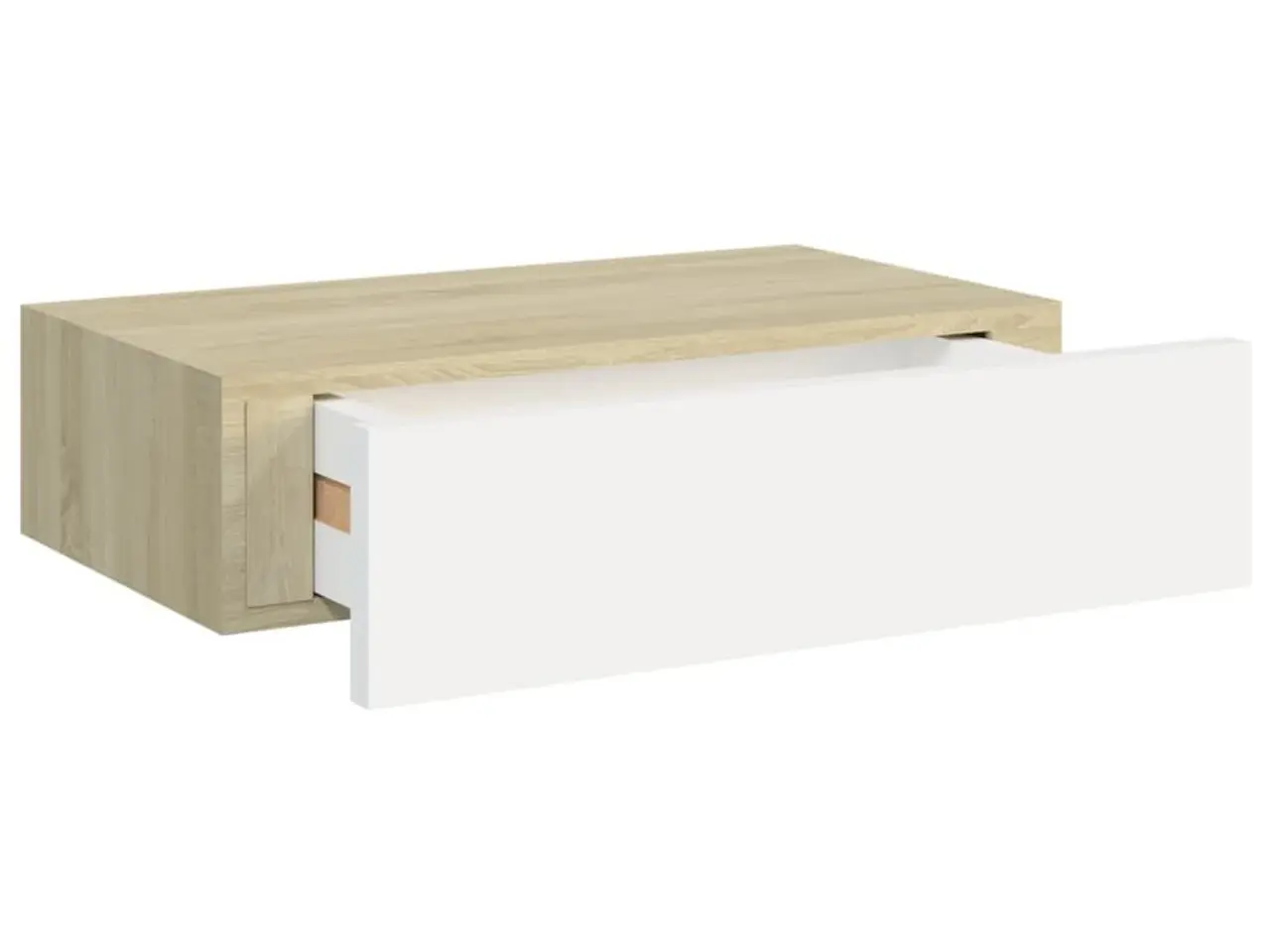 Billede 6 - Væghylde med skuffe - eg og hvid 40 x 23,5 x 10 cm