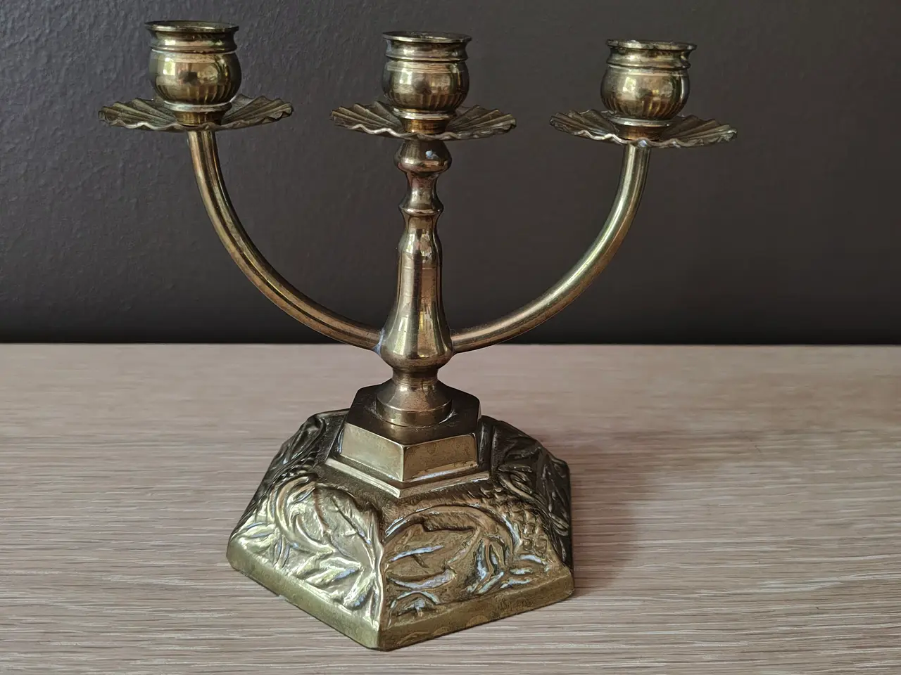 Billede 1 - Flot 3-armet messing lysestage