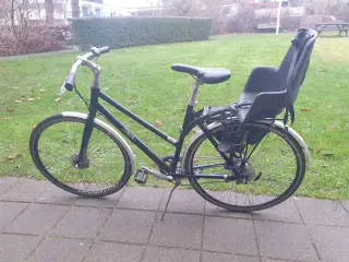 Jensen damecykel m. barnestol, 7 gear, 51 cm stel