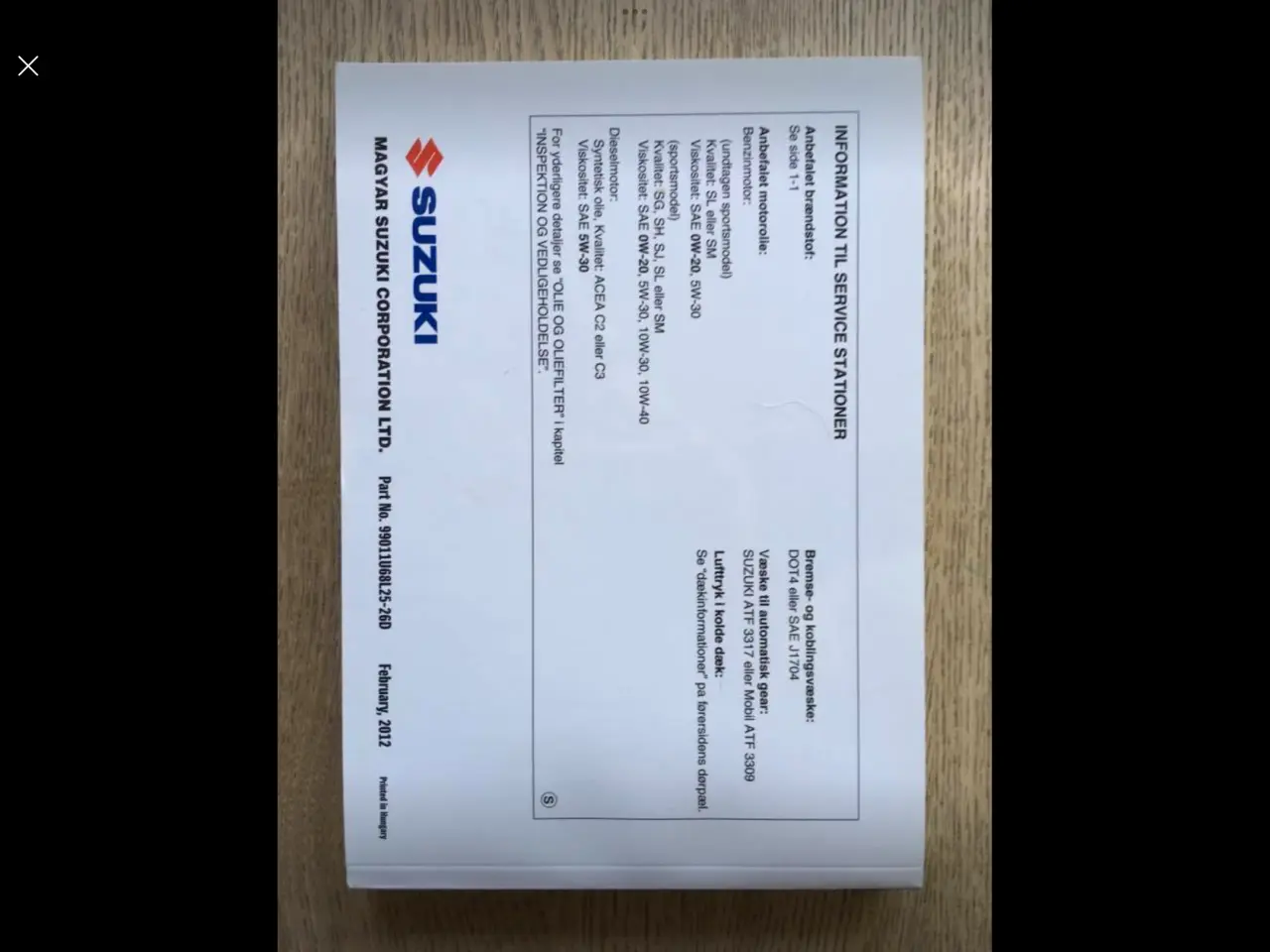 Billede 3 - Suzuki Swift instruktionsbog