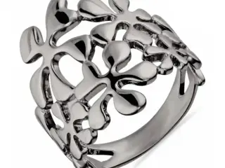 Fingerring i sort rhodineret sølv