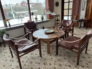 4 Stole læder og Palisandertræ