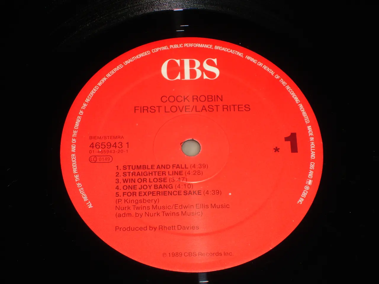 Billede 5 - (Sender gerne) Cock Robin – First Love / Last Rite