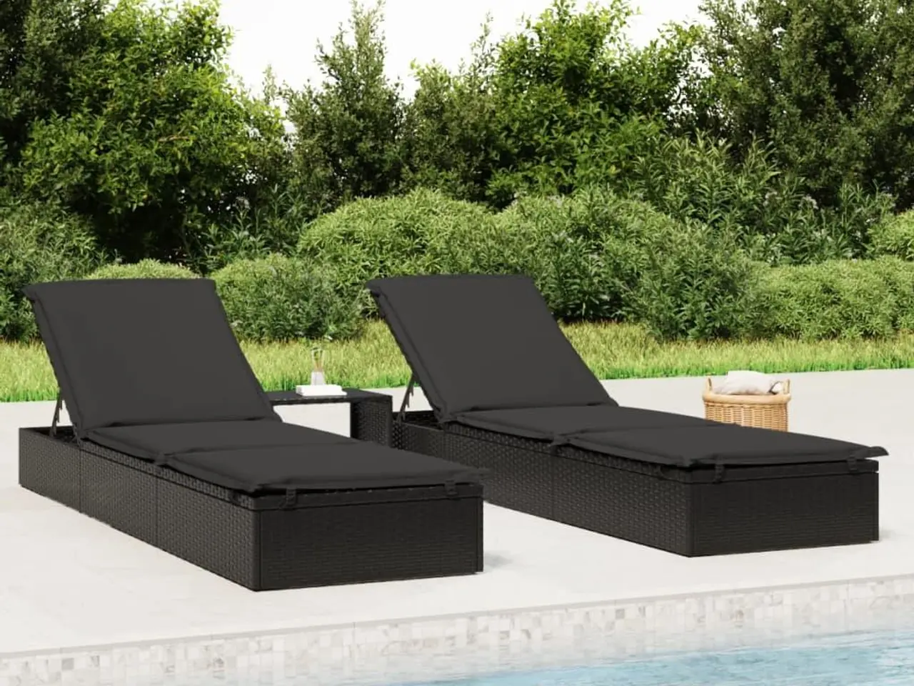 Billede 1 - Liggestol 1 stk. med bord polyrattan sort