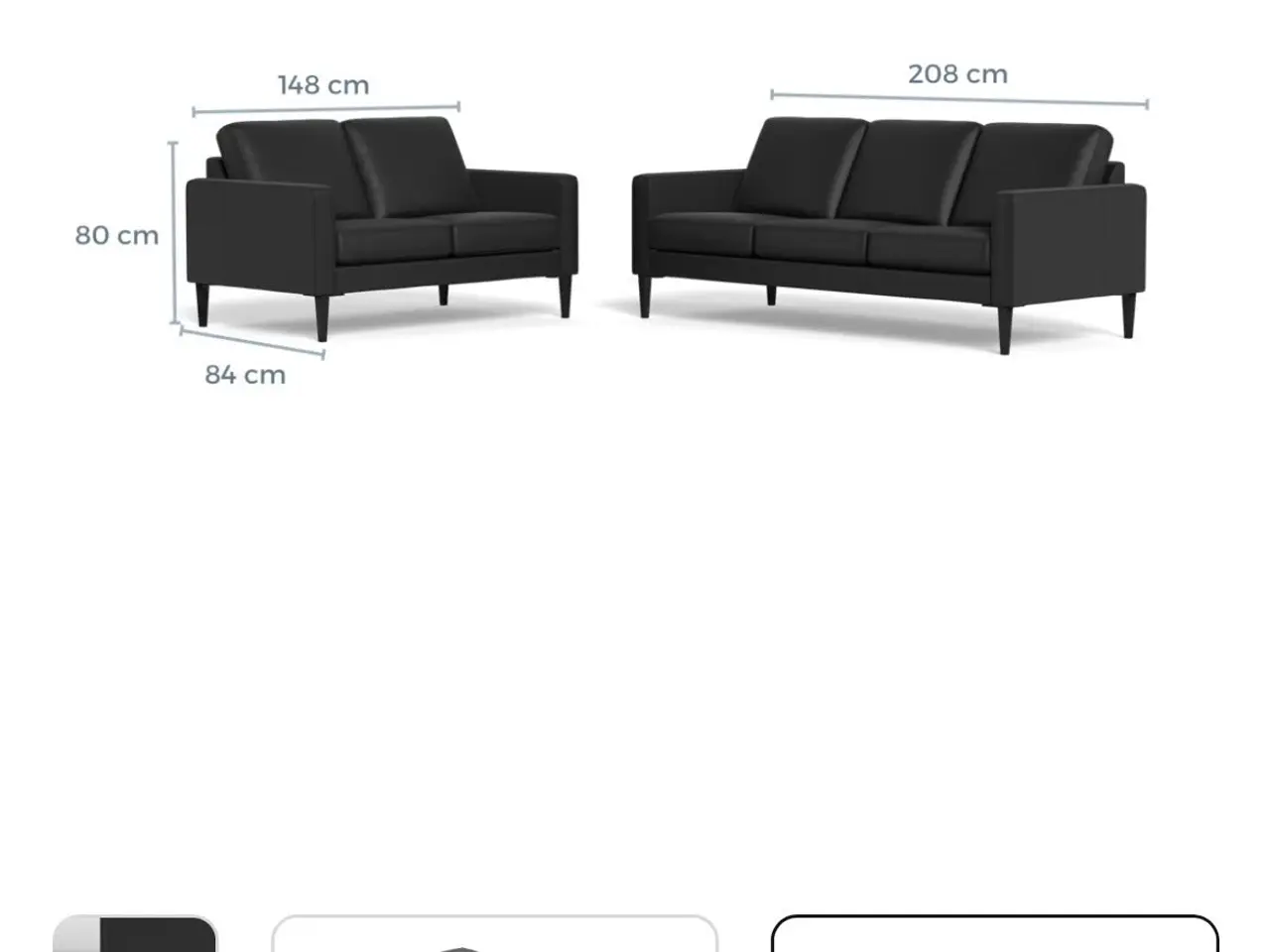 Billede 3 - Sort sofa i læder